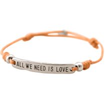 Gemshine - Damen - Armband - Gravur - ALL WE NEED IS LOVE - Silber - Hellkoralle - Rose