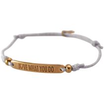 Gemshine - Damen - Armband - Gravur - LOVE WHAT YOU DO - Rose Vergoldet - Hellgrau