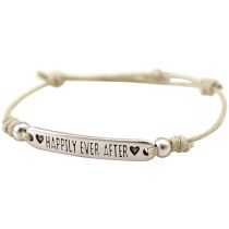 Gemshine - Damen - Armband - Gravur - HAPPILY EVER AFTER - Silber - Nude