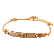 Gemshine - Damen - Armband - Gravur - I LOVE YOU - Rose Vergoldet - Hellkoralle - Rose