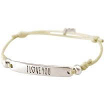 Gemshine - Damen - Armband - Gravur - I LOVE YOU - Silber - Nude