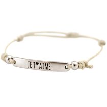 Gemshine - Damen - Armband - Gravur - JE T´AIME - Silber - Nude