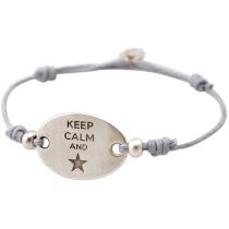 Gemshine - Damen - Armband - Gravur - KEEP CALM - Silber - Hellgrau