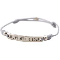 Gemshine - Damen - Armband - Gravur - ALL WE NEED IS LOVE - Silber - Hellgrau