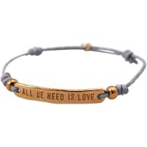 Gemshine - Damen - Armband - Gravur - ALL WE NEED IS LOVE - Rose Vergoldet - Hellgrau