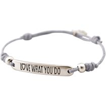 Gemshine - Damen - Armband - Gravur - LOVE WHAT YOU DO - Silber - Hellgrau