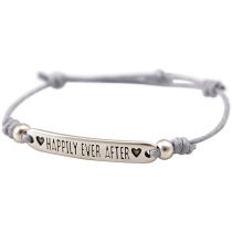 Gemshine - Damen - Armband - Gravur - HAPPILY EVER AFTER - Silber - Hellgrau