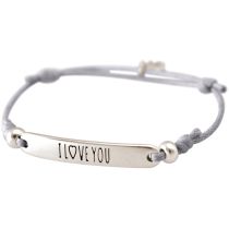 Gemshine - Damen - Armband - Gravur - I LOVE YOU - Silber - Hellgrau