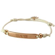 Gemshine - Damen - Armband - Gravur - I LOVE YOU - Rose Vergoldet - Nude