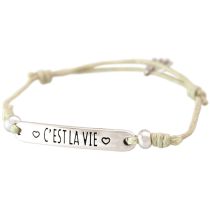 Gemshine - Damen - Armband - Gravur - C´EST LA VIE - Silber - Nude