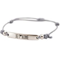 Gemshine - Damen - Armband - Gravur - JE T´AIME - Silber - Hellgrau