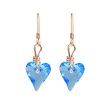 Gemshine - Damen - Ohrringe - Rose Vergoldet - Herz - Blau - MADE WITH SWAROVSKI ELEMENTS® - 2 cm