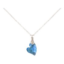 Gemshine - Damen - Halskette - Anhänger - 925 Silber - Herz - Blau - MADE WITH SWAROVSKI ELEMENTS® - 45 cm