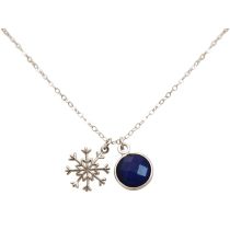 Gemshine - Damen - Halskette - Anhänger - SCHNEEFLOCKE - 925 Silber - Saphir - Blau - 1,3 cm