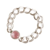 Gemshine - Damen - Ring - 925 Silber - Rosenquarz - Rosa - Beweglich - Geschmeidig