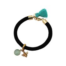 Gemshine - Damen - Armband - 925 Silber - Vergoldet - Edelstein - Aqua Chalcedon - BEE - Biene - Grün - Schwar