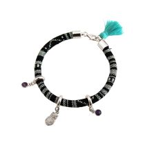 Gemshine - Damen - Armband - 925 Silber - AZTEC - Uhu - Eule - Amethyst - Violett