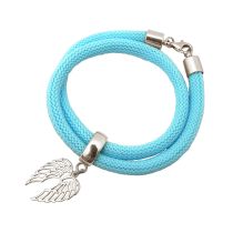 Gemshine - Damen - Armband - Wickelarmband - 925 Silber - Flügel - Blau