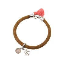 Gemshine - Damen - Armband - 925 Silber - Edelstein - Rosenquarz - Engel - Rosa - Braun