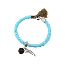 Gemshine - Damen - Armband - 925 Silber - Edelstein - Rauchquarz - Engel Flügel - Blau - Braun