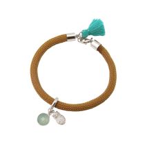 Gemshine - Damen - Armband - 925 Silber - Edelstein - Aqua Chalcedon - Eule - Grün - Braun