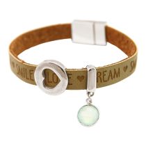 Gemshine - Damen - Armband - Herz - Liebe - WISHES - Chalcedon - Braun Sand - Magnetverschluss