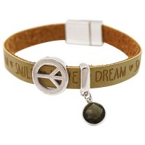 Gemshine - Damen - Armband - Frieden - Peace - WISHES - Rauchquarz - Braun Sand - Magnetverschluss