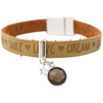 Gemshine - Damen - Armband - STAR - Stern - 925 Silber - WISHES - Braun - Sand - Rauchquarz - Magnetverschluss