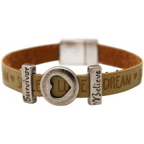 Gemshine - Damen - Armband - Herz - Liebe - WISHES - Braun - Sand - Magnetverschluss - Survivor - Believe