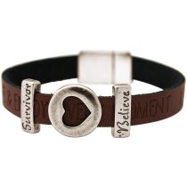 Gemshine - Damen - Armband - Herz - Liebe - WISHES - Braun - Dunkel - Magnetverschluss - Survivor - Believe