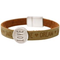 Gemshine - Damen - Armband - Love - Liebe - WISHES - Braun - Sand - Magnetverschluss