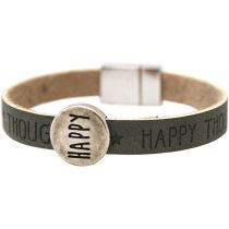 Gemshine - Damen - Armband - Happy - WISHES - Grau - Anthrazit - Magnetverschluss