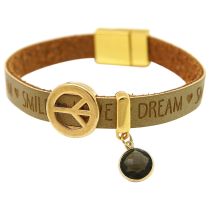 Gemshine - Damen - Armband - Frieden - Peace - WISHES - Rauchquarz - Braun Sand - Magnetverschluss