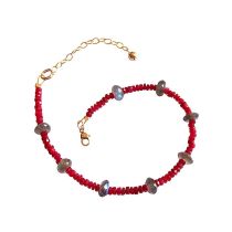 Gemshine - Damen - Armband - Vergoldet - Rubin - Rot - Labradorit - Grau - Facettiert