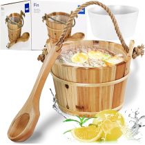 Saunakübel + Holzkelle Sauna Set Kübel Saunaeimer Saunazubehör Kübel