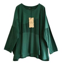 grünes LAGENLOOK SHIRT Überwurf Baumwolle Damen Mode