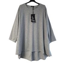 LAGENLOOK grauer PULLOVER Shirt mit Wolle große Größen