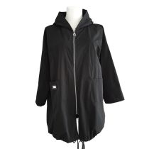 schwarze LAGENLOOK JACKE mit Kapuze Baumwolle