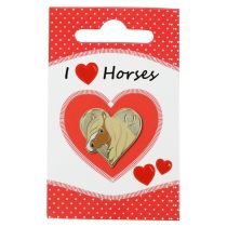 Pin "I love Horses" auf Karte (Pferdekopf in Herz)