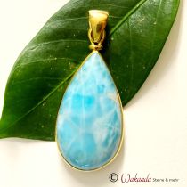 Larimar Anhänger in vergoldeter Silber 925 Fassung