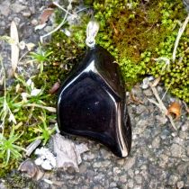 Onyx natur Anhänger mit Silberöse groß