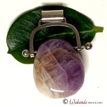 Trommelstein Amethyst gebohrt mit Wechselbogen