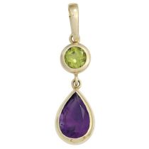 Anhänger 585 Gelbgold 1 Peridot grün 1 Amethyst violett