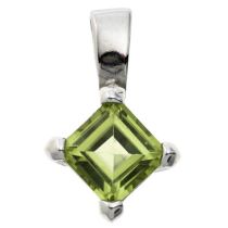 Anhänger 925 Sterling Silber rhodiniert 1 Peridot grün 13,6 mm