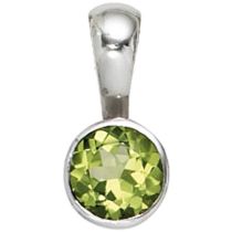 Anhänger 925 Sterling Silber rhodiniert 1 Peridot grün