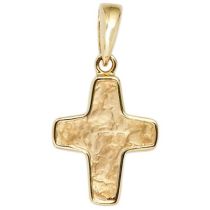 Anhänger Kreuz 585 Gelbgold gehämmert Kreuz Anhänger Goldkreuz