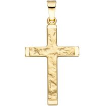 Anhänger Kreuz 585 Gelbgold gehämmert