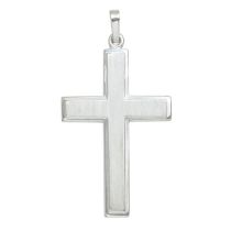 Anhänger Kreuz 925 Sterling Silber rhodiniert teilmattiert 35,9 mm