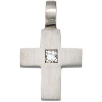 Anhänger Kreuz 950 Platin 1 Diamant 0,06 ct. Kreuz Anhänger