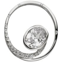 Anhänger Rund 925 Sterling Silber 19 Zirkonia 20,2 mm